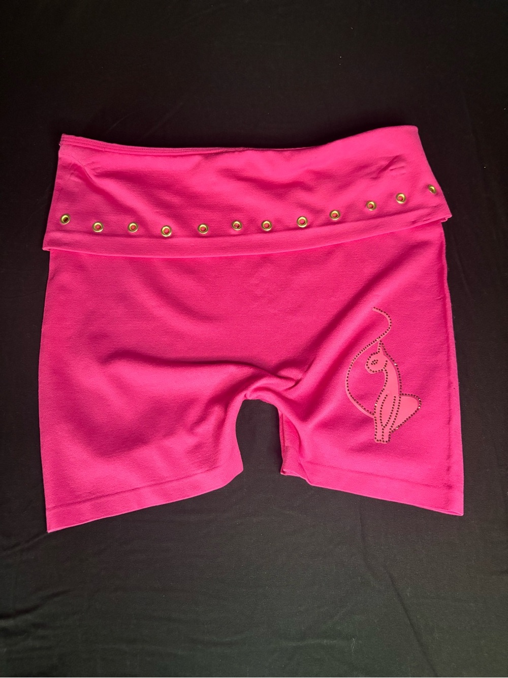 Baby Phat Hot Pink Fold-Over Bike Shorts with Gold Grommets